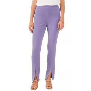 1. STATE Purple Stretch Crepe Split Cuff Straight Leg Pants Size 2 Front Slit